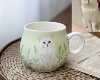 Custom Pet Portrait Mug, Hand-Painted Hyperrealistic Dog Mug, Personalized Memorial Gift for Pet Lovers, Unique Customized Pet Keepsake
