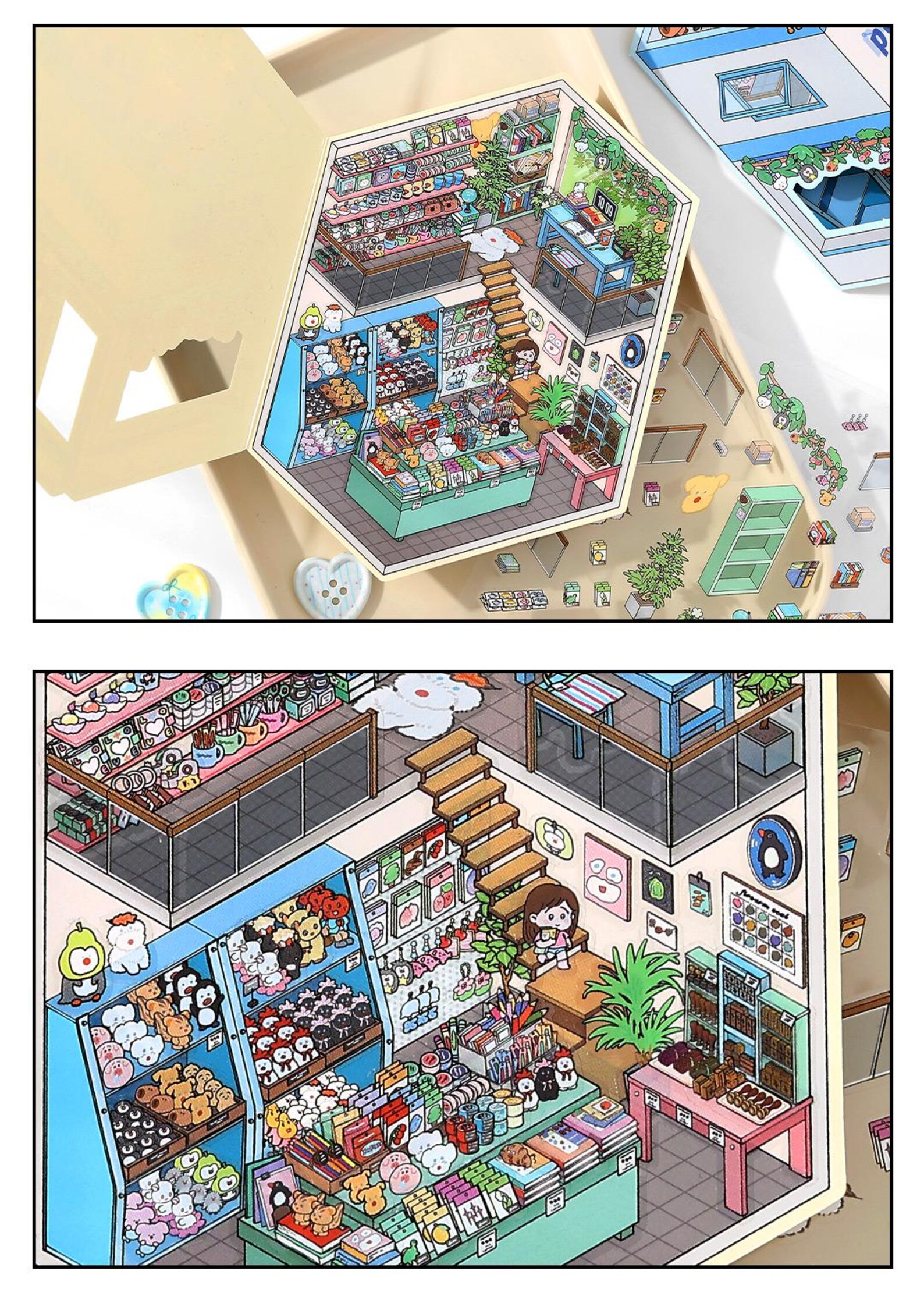 Cozy Little Shops 3D Scene Stickers, 3D Isometric Sticker Scenes, DIY ...
