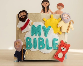 Handmade Felt Bible Quiet Book, Interactive Christian Storybook, Easter Baptism Gift