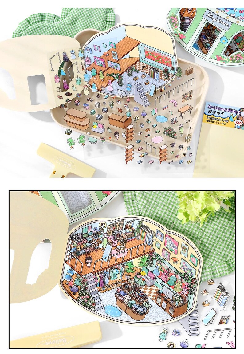 Cozy Little Shops 3D Scene Stickers, 3D Isometric Sticker Scenes, DIY ...