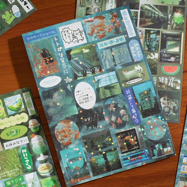 30 Pages Japanese Style Sticker Book, 990 Pieces,Aesthetic Scrapbook Stickers,Mixed Finish