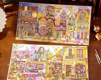 Big Size Cozy Animals Town theme Series,DIY Craft, Stress Relief,Isometric Sticker Scenes