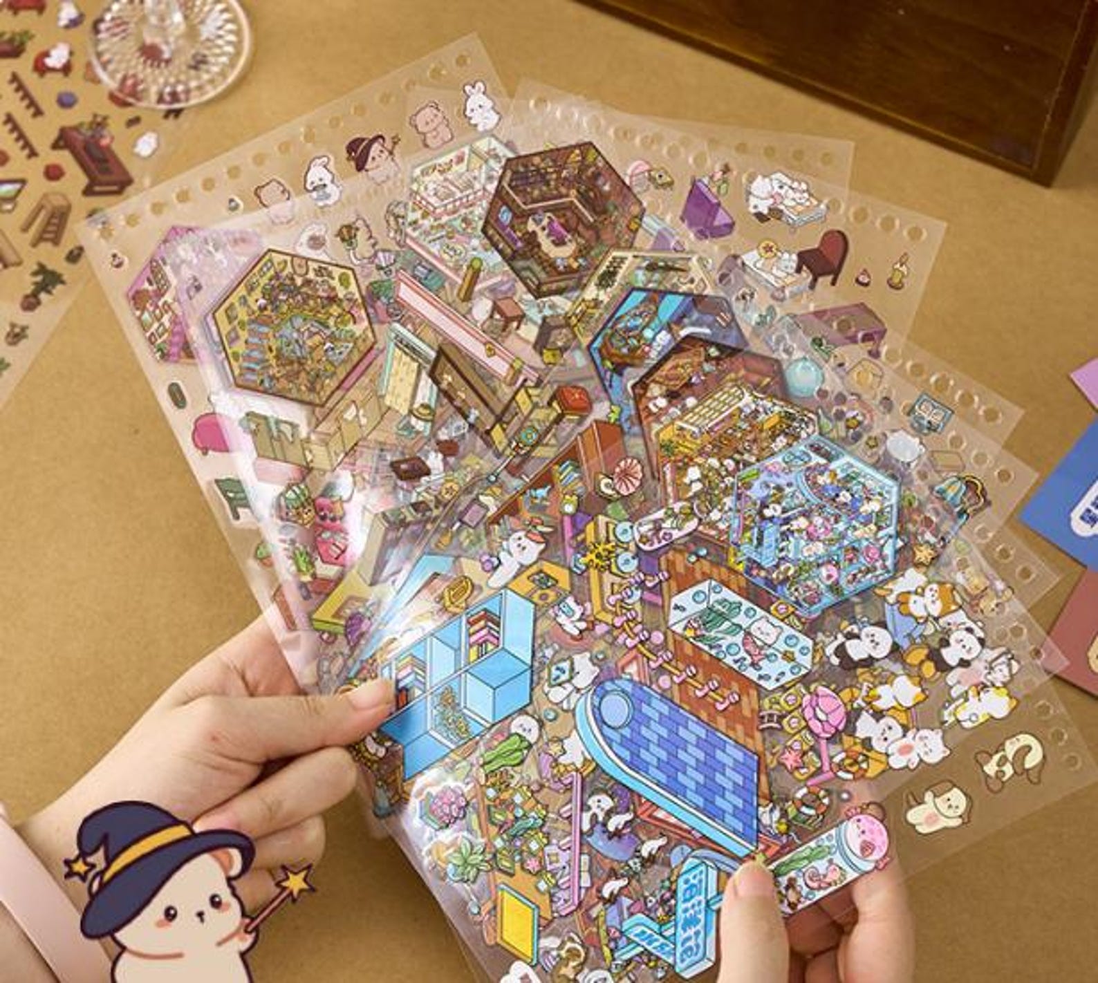 40 Pages Scene Stickers Collection Book, 20 Scenes, Stress Relief ...