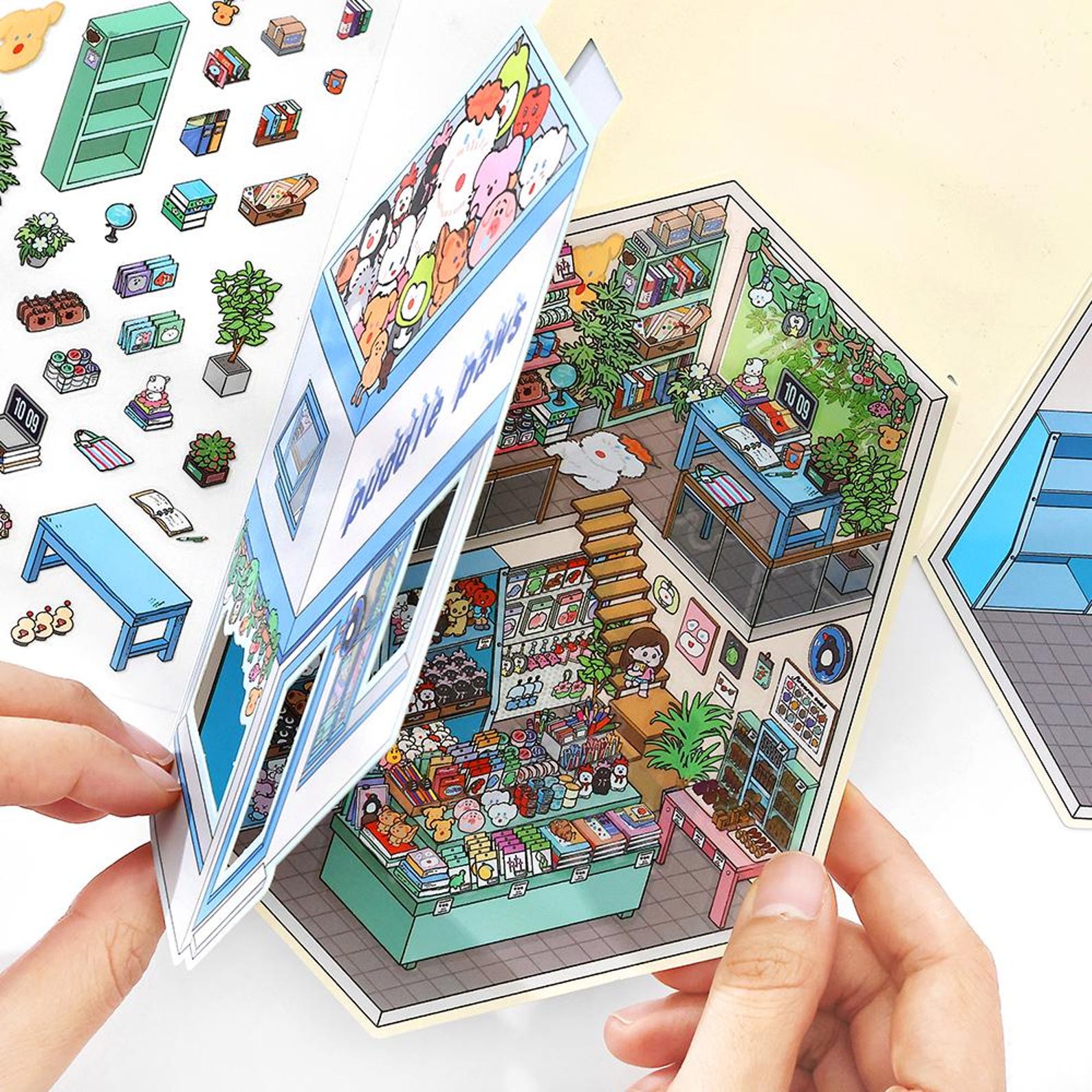 Cozy Little Shops 3D Scene Stickers, 3D Isometric Sticker Scenes, DIY ...