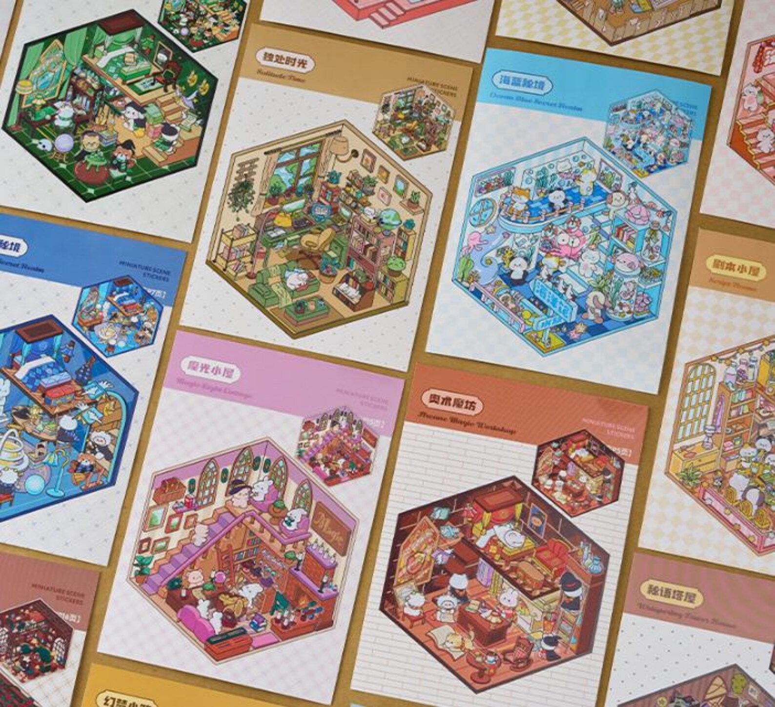 40 Pages Scene Stickers Collection Book, 20 Scenes, Stress Relief ...