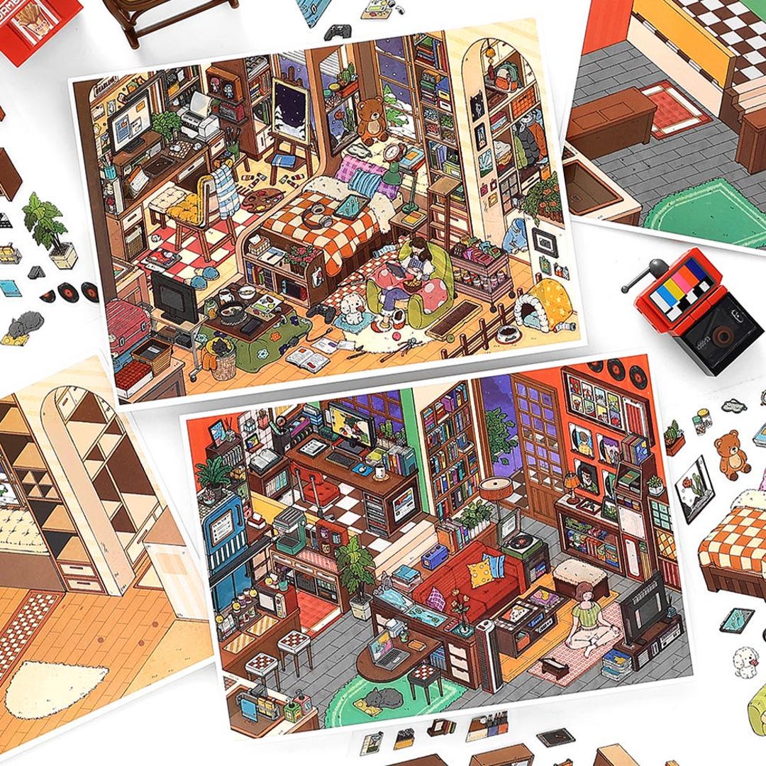 Cozy Girl Room Series Scene Stickers: DIY Craft, Stress Relief ...