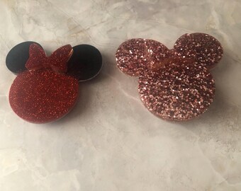 Minnie Mouse Inspired Resin Phone Grip: Glitter Alcohol Ink Handmade Accessory