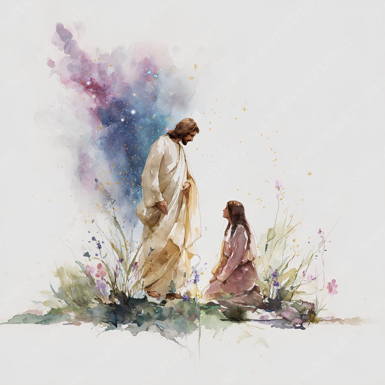 30 Jesus and Mary Magdalene Watercolor Art, Christian Wall Art ...