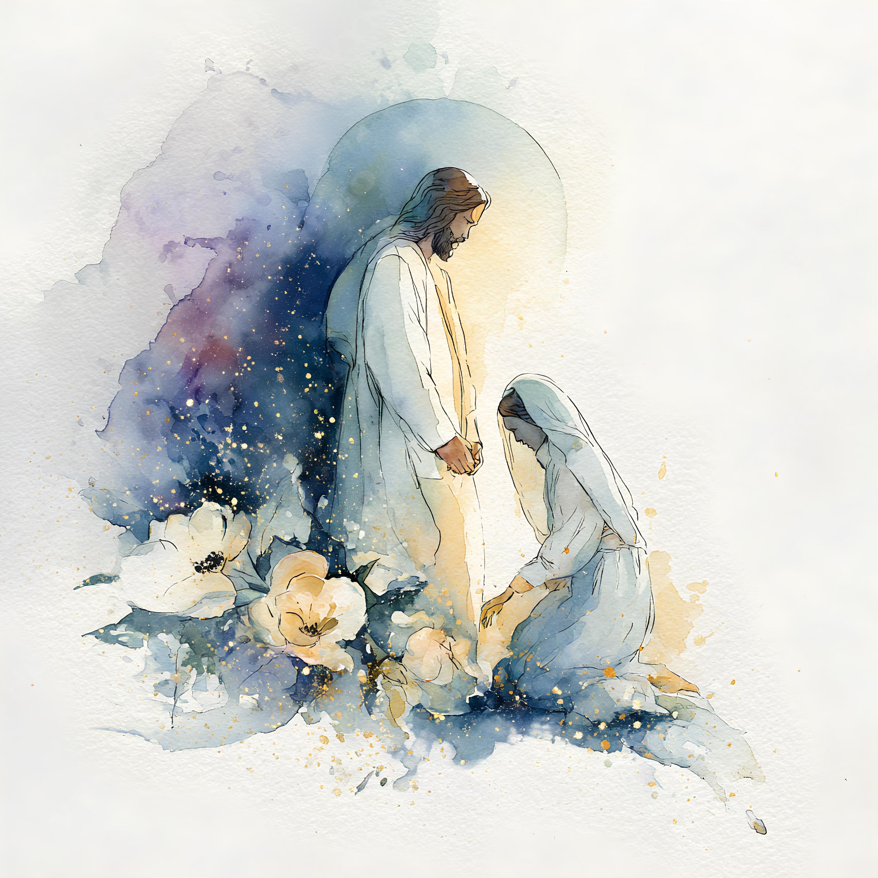 30 Jesus and Mary Magdalene Watercolor Art, Christian Wall Art ...