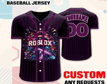 Personalisiertes Lila Roblox Baseball Jersey - Personalisiertes Gamer Outfit
