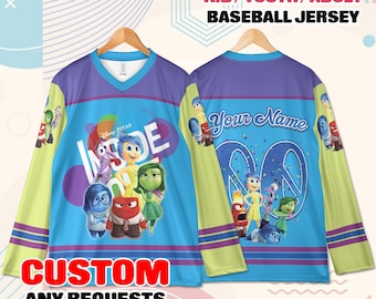 Camiseta de hockey personalizada con nombre y número (inversa) - Regalo de camiseta de hockey personalizada con dibujos animados para jóvenes y adultos