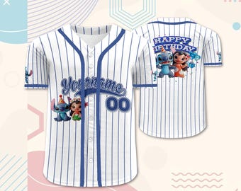 Benutzerdefinierte Stitch Geburtstag Baseball Jersey, personalisierte Party Outfit