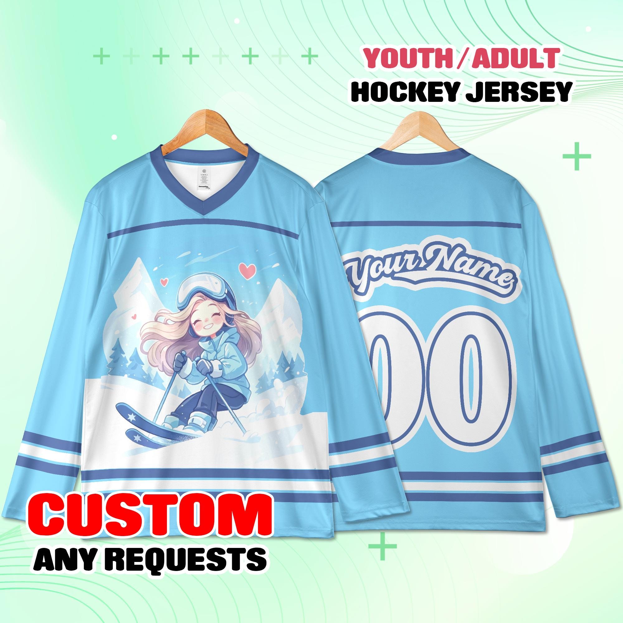Discover Custom Winter Ski Girl Hockey Jersey  Personalized Name & Number