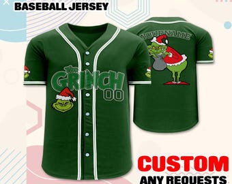 Custom The Grinch Baseball Jersey, Christmas Holiday Outfit