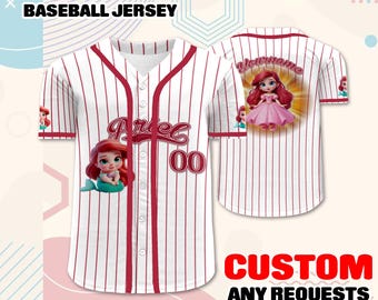 Individuell angefertigtes Ariel Baseball Jersey - Personalisiertes Geburtstagsshirt für die Meerjungfrau
