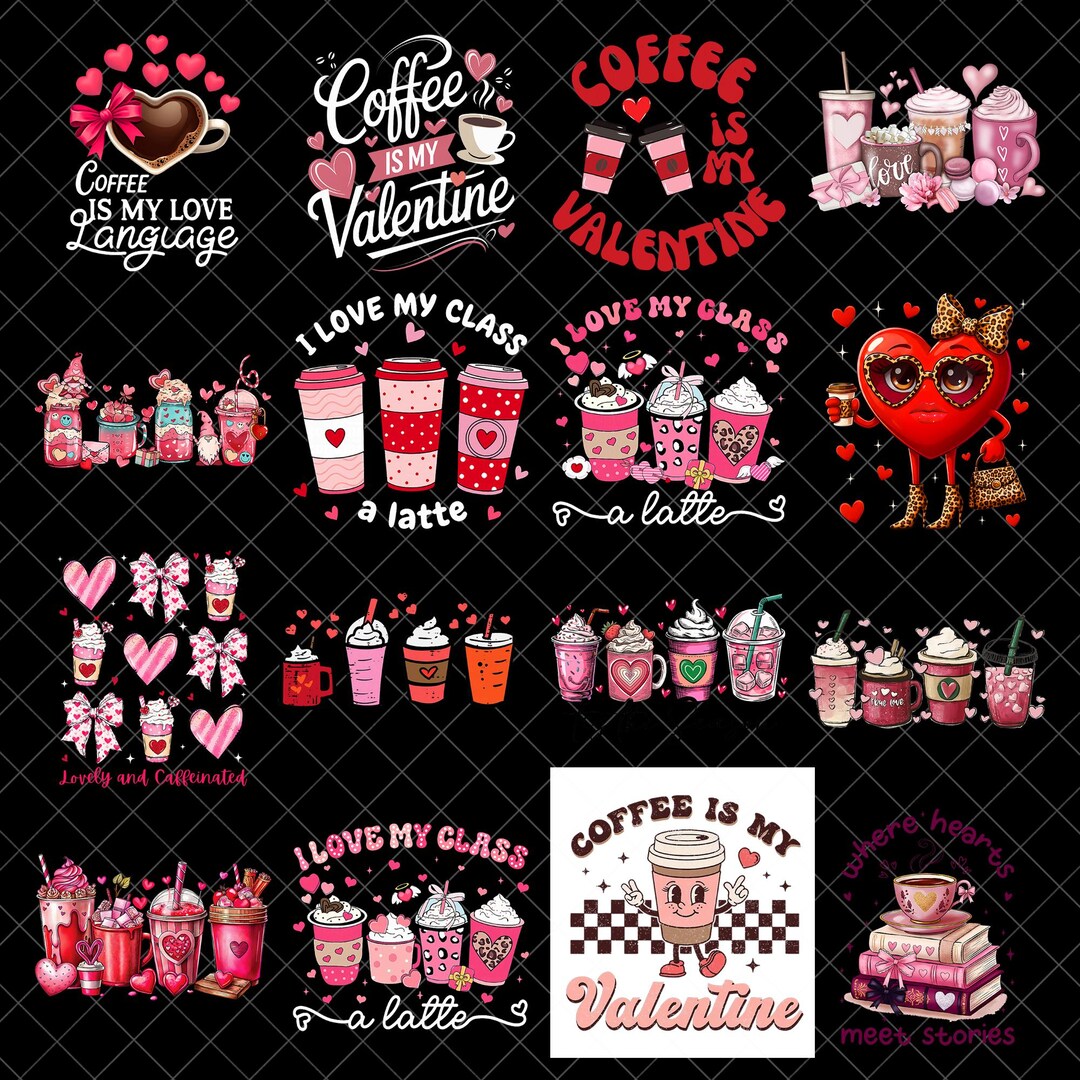 Coffee Valentine PNG Bundle Iced Coffee Club Love Xoxo Valentine ...