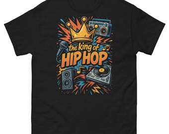 Camiseta clásica de estilo urbano con el rey del hip hop, grafiti y rap.