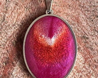 Magenta Resin Necklace, Pink Swirl Pendant, Statement Jewellery Gift for Her, Handmade Necklace, Unique Resin Jewelry
