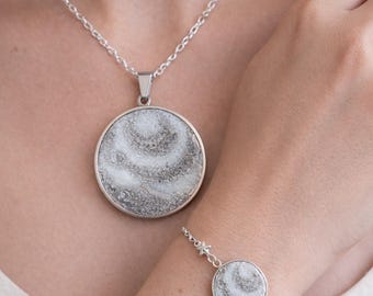 Zestaw srebrnych naszyjników z wisiorkami z motywem oceanu, biżuteria z żywicy plażowej, prezent dla niej w stylu nadmorskim, minimalistyczna biżuteria morska