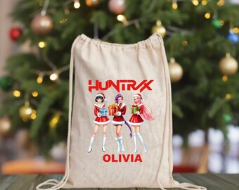 Santa Sack for Christmas, Custom Huntrix Christmas Santa Sack, Huntrix Sack, Christmas Gift Bag, Personalized Santa Sack, Saja Girls Sack