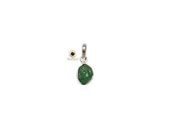 Raw Tsavorite Sterling Silver Pendant | Heart Chakra Necklace