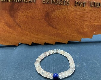 Bracciale in lepidolite con lapislazzuli / Gioielli di cristallo curativi fatti a mano