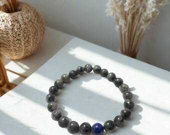 Moonstone Bracelet with Lapis Accent • Healing Crystal Jewelry