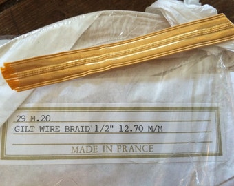 Gold Braid / Gold Lace /  French Gilt wire Braid / Naval  1/2" 13mm