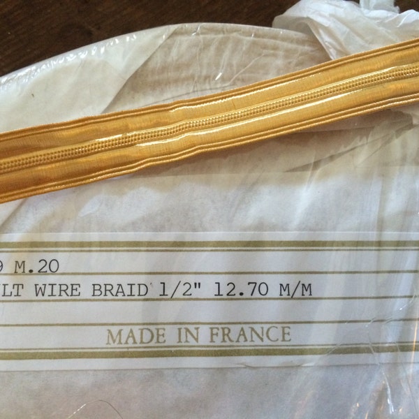 Gold Braid / Gold Lace /  French Gilt wire Braid / Naval  1/2" 13mm