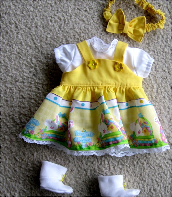 CUSTOM MADE EASTER ROMPER W// BUNNY /& BABY CHICK FOR 18/" DOLL