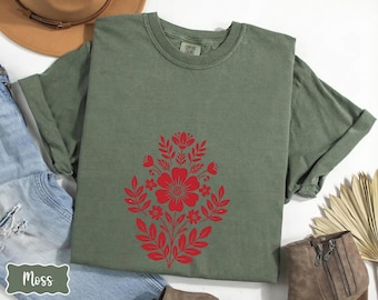 Comfort Colors Vintage Pressed Flowers Shirt, Botanical Floral Tshirt, Wildflowers T Shirt, Boho Cottagecore Tee, Gift for Gardener