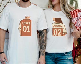 Comfort Colors®Matching Couples Shirts, Lover and Soulmate Retro Jersey, Vintage Sports Tee, Anniversary Gift for Boyfriend Girlfriend