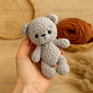 Mini Teddy Bear Crochet Pattern | Cute Amigurumi Plush Toy Tutorial | Soft Velvet Bear PDF | Beginner Crochet Keychain Pattern DIY