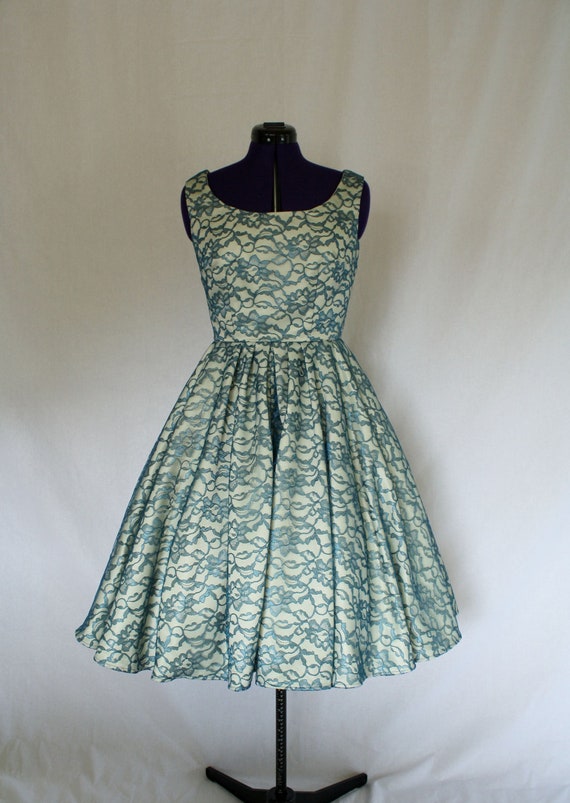 A la Mode Custom Made Swing Dress w/ lace overlay | Etsy