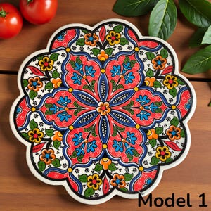 Handmade Turkish Ceramic Trivet - 7" Heat Resistant Pot Trivets -  Gift for Mom