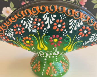 Porta-guardanapos de cerâmica artesanal – Decoração de mesa – 16 cm