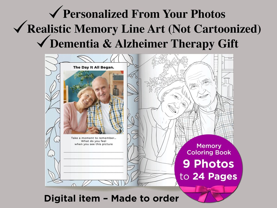 Memory Book Pdf Memory Book PDF From 9 Photos | Dementia Activity Coloring Pages - Etsy