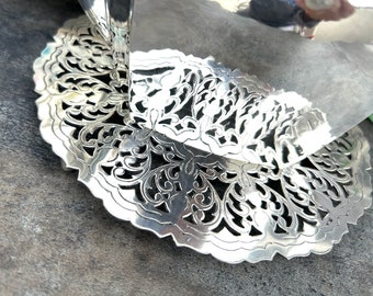 Silver Trivet Ornate Openwork Design Denmark, Fine Dining Tableware Tea Party, Fancy Fretwork Vintage Silverplate