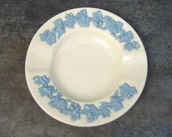 Vintage Wedgwood Queensware Ashtray, Ring Dish, Blue on White, Original Sticker, Mint Condition