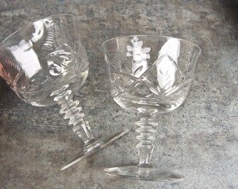 Vintage Coupe Champagne Cocktail Glasses, Low Sherbet, Crystal Goblet, Fine Dining or Dessert, Elegant Table