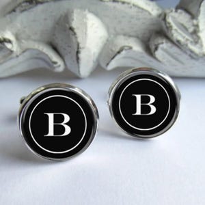 Personalized Monogram Cufflinks, Initial Silver Plated Cufflinks