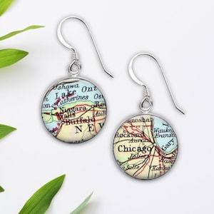 Boucles d'oreilles carte personnalisées, cadeau personnalisé, emplacement de votre choix