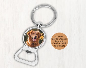 Custom Bottle Opener Keychain, Personalized Photo Keyring, Personalized Gift For Him