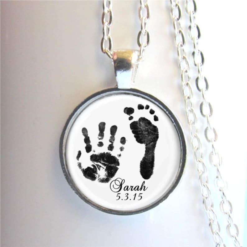 Footprint Necklace Handprint Necklace Mother's Necklace Etsy