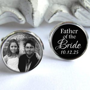 Father of the Bride Cufflinks, Personalized Photo Cufflinks, Father of the Bride Gift