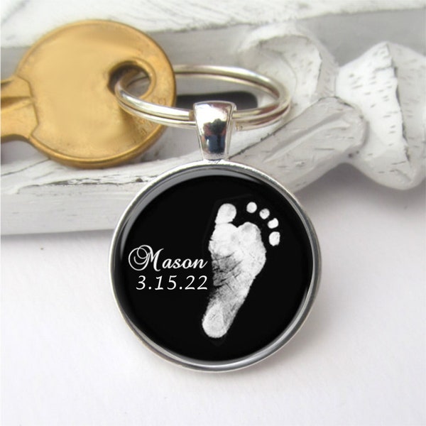 Footprint Keychain, Your Child's Actual Footprint, New Dad Gift