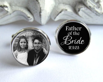 Father of the Bride Cufflinks, Personalized Photo Cufflinks, Father of the Bride Gift