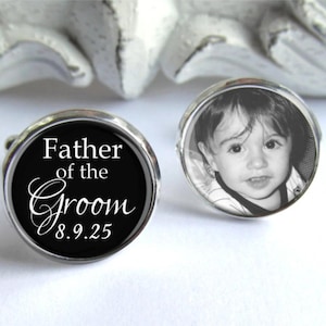 Father Of The Groom Cufflinks, Personalized Photo Cufflinks, Groom&#39;s Dad Gift