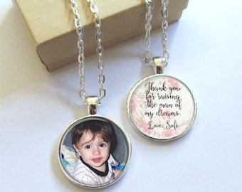 Personalized Mother of the Groom Photo Necklace: Double Sided Gift