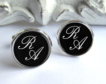 Mens Cuffinks, Groomsman Gift, Personalized Monogram Cufflinks
